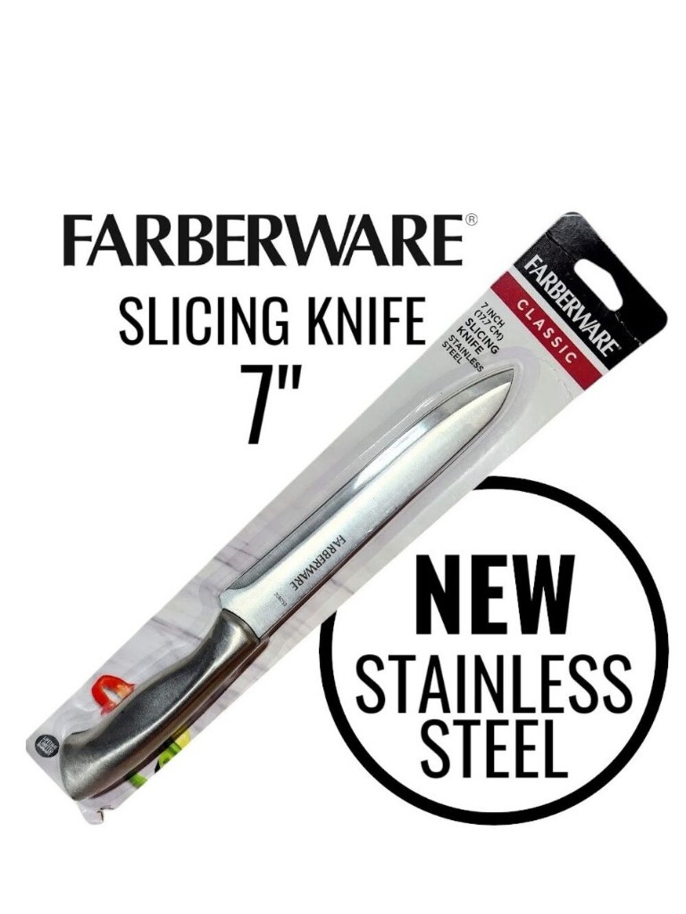 NEW FARBERWARE Classic 7" 7 Inch Stainless Steel Kitchen Knife Tools Utensils NE